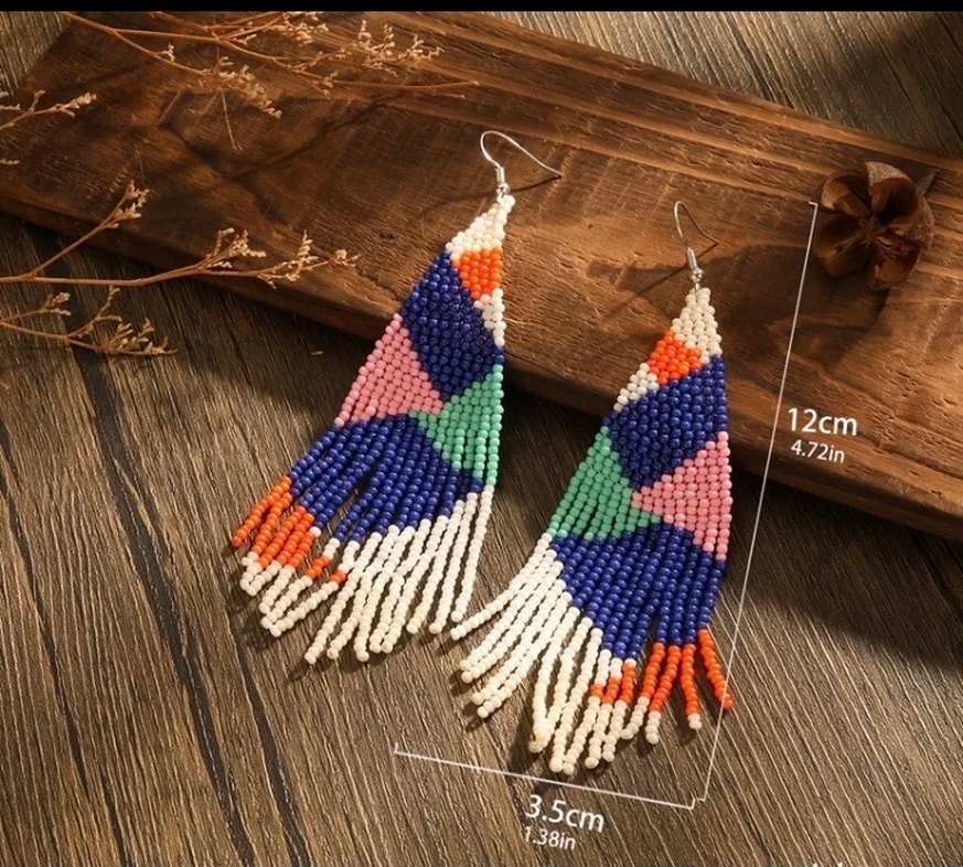 Renkli Boncuklu Miyuki Küpe - Görsel 2