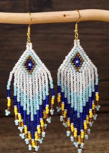 Renkli Boncuklu Uzun Miyuki Küpe - Görsel 3