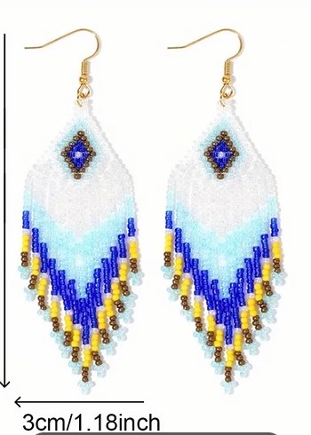 Renkli Boncuklu Uzun Miyuki Küpe - Görsel 2