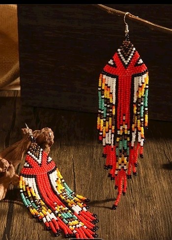 Uzun Çok Renkli Miyuki küpe - Görsel 2