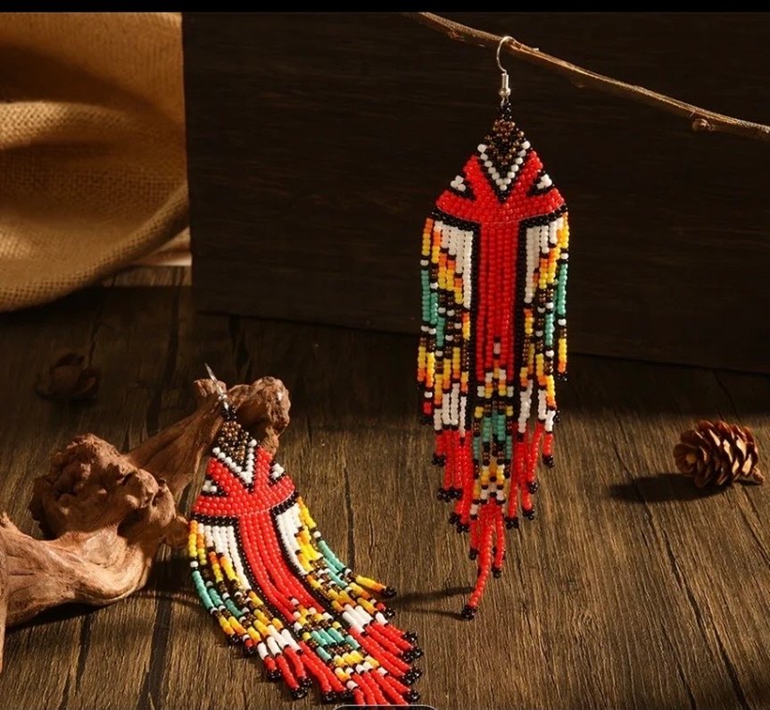 Uzun Çok Renkli Miyuki küpe - Görsel 2