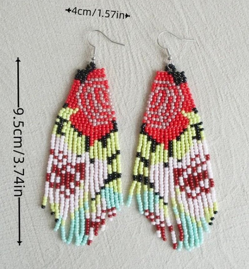 Renkli Boncuklu Bohem Miyuki Küpe - Görsel 2