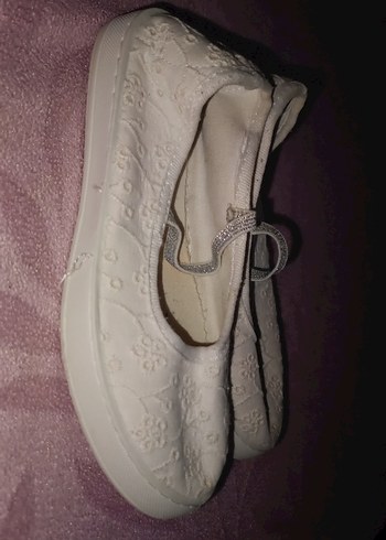 Kız Çocuk Beyaz Dantel Detaylı Babet - Görsel 4