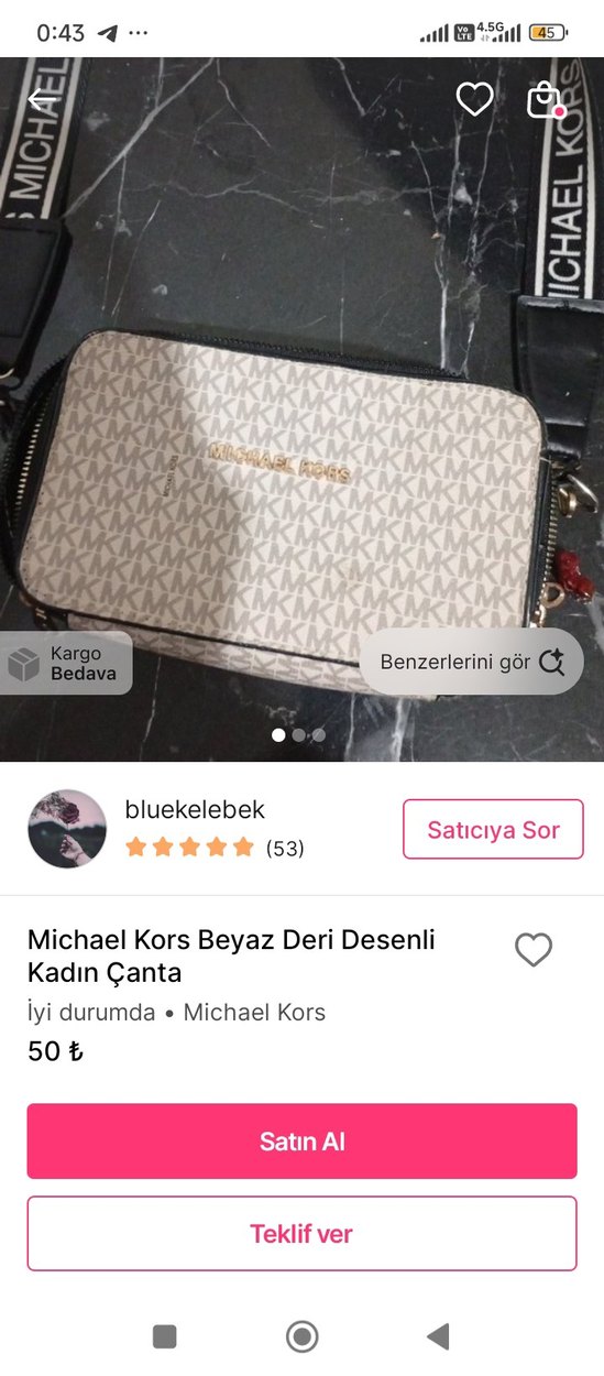 Michael Kors Beyaz Deri Desenli Kadın Çanta - Görsel 2
