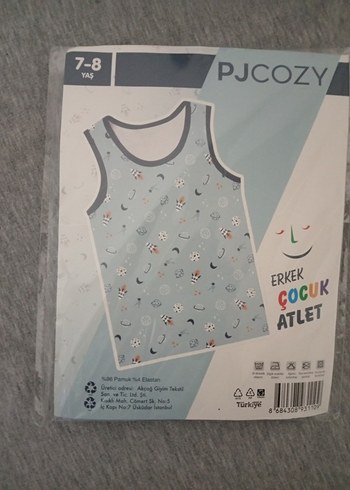 Uzay Desenli Mavi Gri Çocuk Atlet - Görsel 2