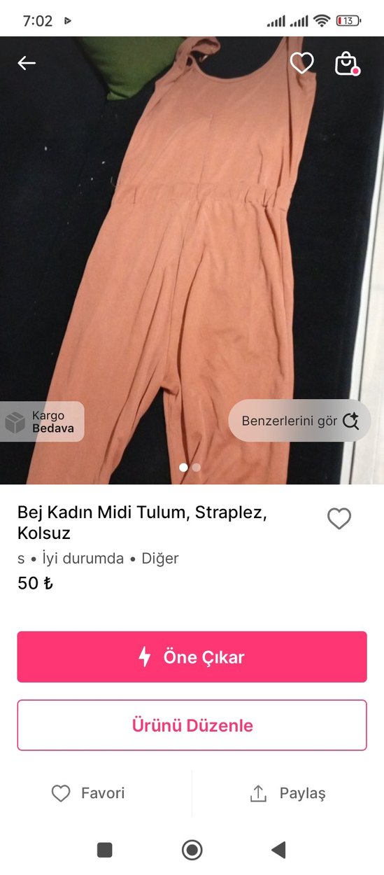 Bej Kadın Midi Uzun Tulum 2li - Görsel 2