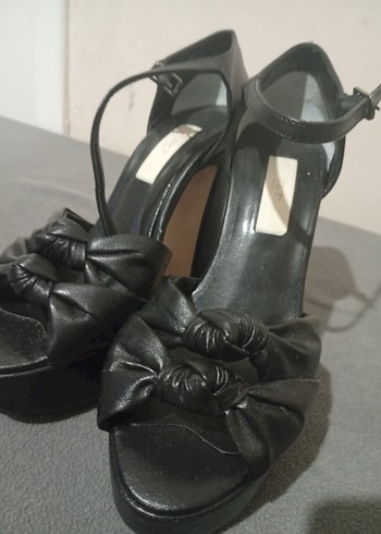 Siyah Platform Topuklu Kadın Gece Ayakkabısı - Görsel 2