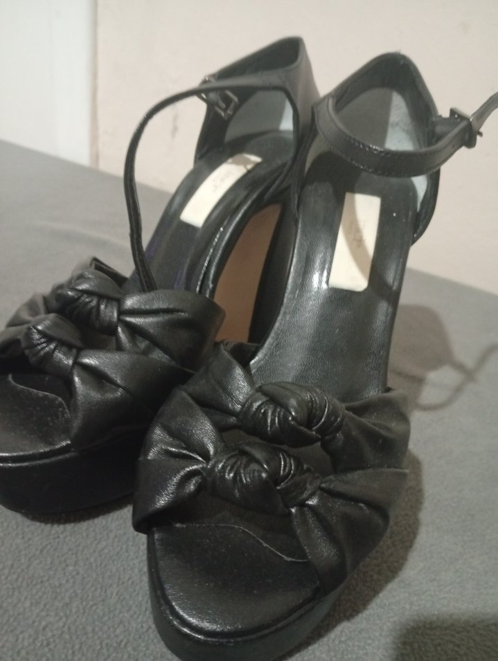 Siyah Platform Topuklu Kadın Gece Ayakkabısı - Görsel 2