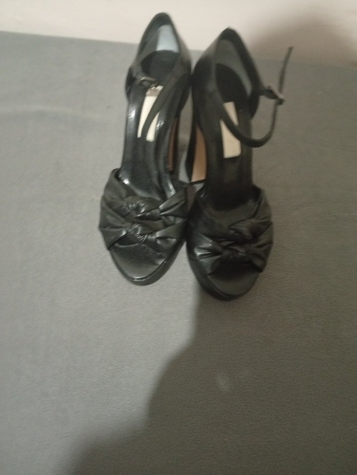 Siyah Platform Topuklu Kadın Gece Ayakkabısı - Görsel 3