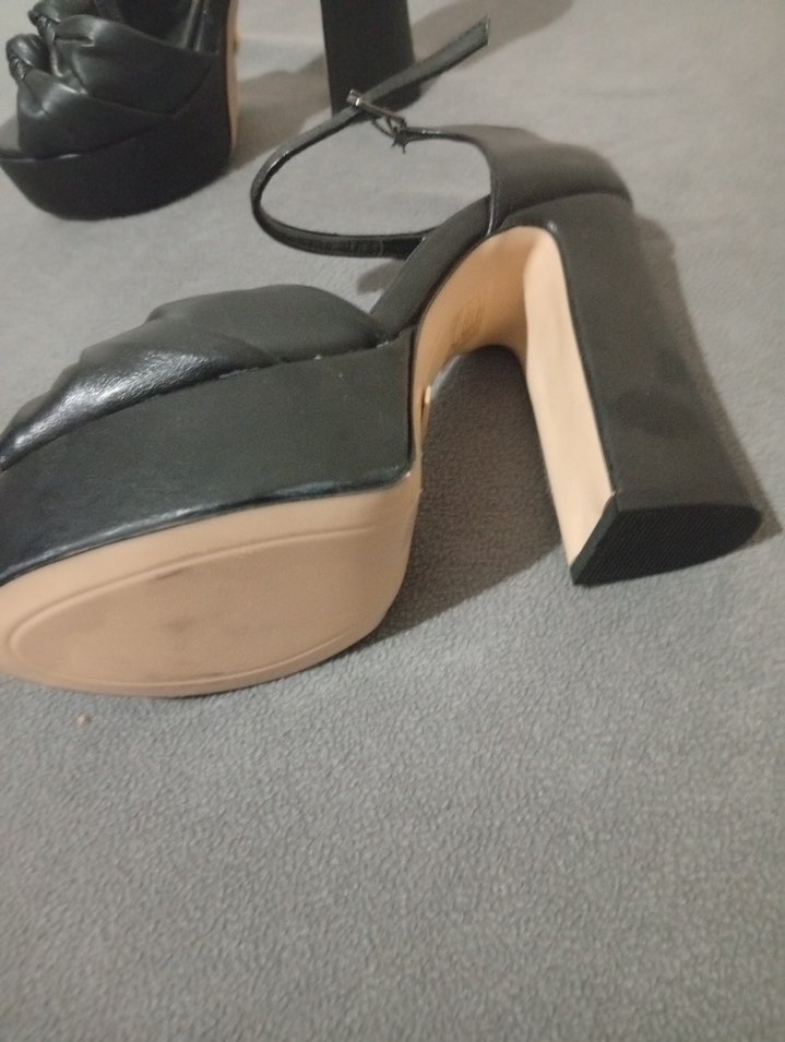 Siyah Platform Topuklu Kadın Gece Ayakkabısı - Görsel 5