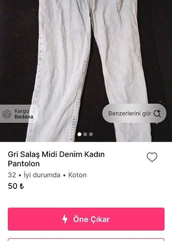 Gri Salaş Kesim Midi Kot Pantolon - Görsel 3