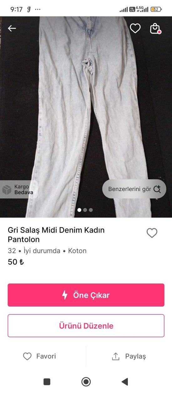 Gri Salaş Kesim Midi Kot Pantolon - Görsel 3