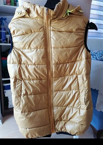 Kadın Parlak Kahverengi Fermuarlı Yelek - Görsel 4