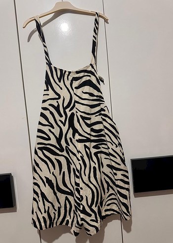 Kahverengi Zebra Desenli Mini Tulum - Görsel 2