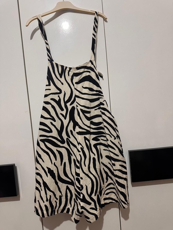 Kahverengi Zebra Desenli Mini Tulum - Görsel 2