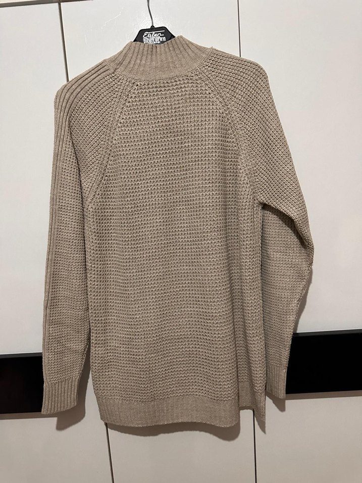 Bej Kadın Balıkçı Yaka Örgü Kazak unisex - Görsel 2