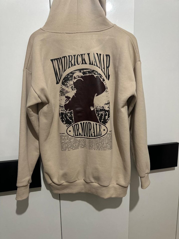 Bej Kapüşonlu Rahat Kesim Sweatshirt - Görsel 2