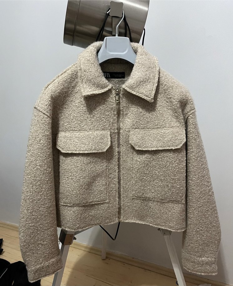 Bej Kısa Kesim Zara Kadın Ceket - Görsel 2