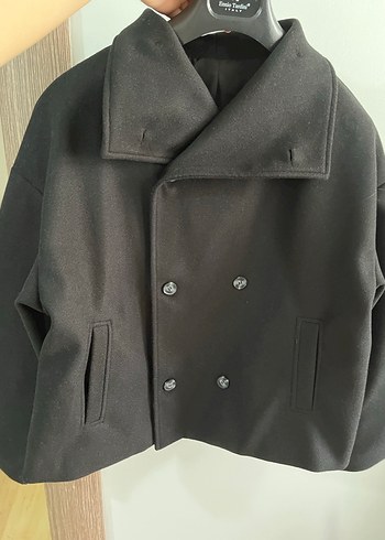 SHEIN Düğmeli Siyah Midi Kadın Kaban - Görsel 3