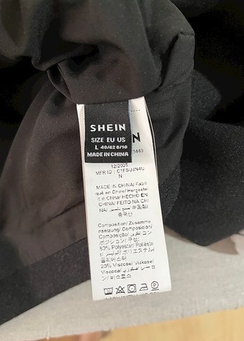 SHEIN Düğmeli Siyah Midi Kadın Kaban - Görsel 5