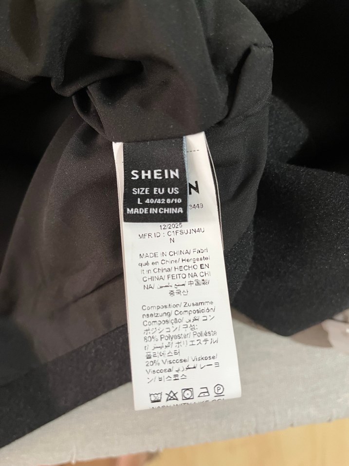 SHEIN Düğmeli Siyah Midi Kadın Kaban - Görsel 5