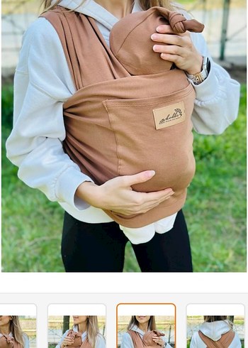 Açık Kahverengi Bebek Taşıma Slingi - Görsel 2