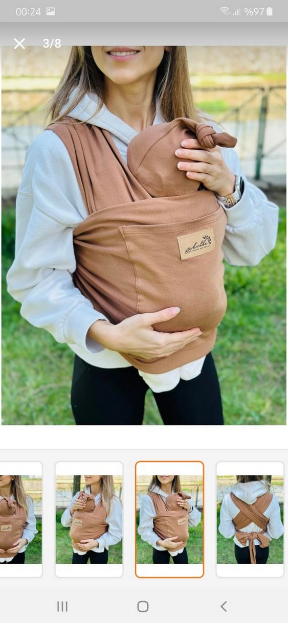 Açık Kahverengi Bebek Taşıma Slingi - Görsel 2