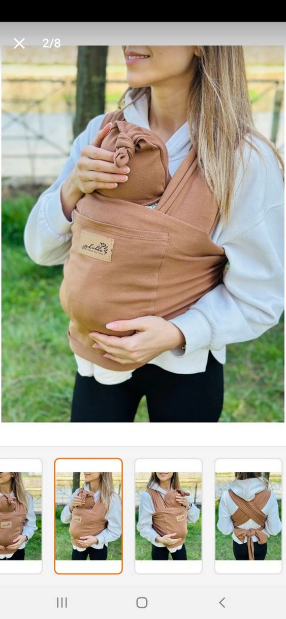 Açık Kahverengi Bebek Taşıma Slingi - Görsel 3