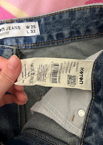 Koton Mavi Düğmeli Normal Kesim Kadın Kot Pantolon - Görsel 2