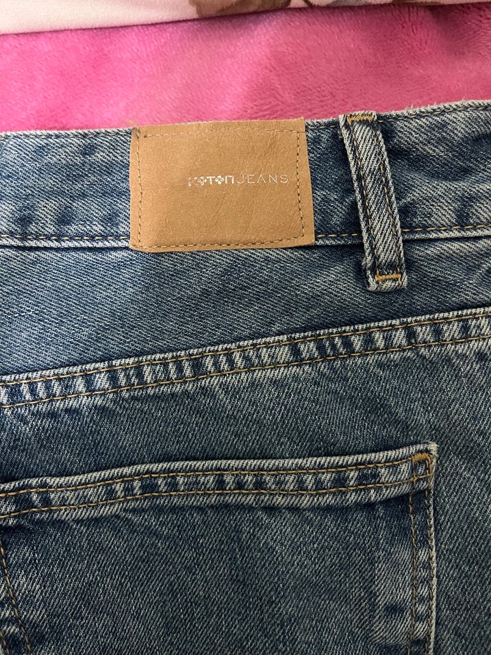 Koton Mavi Düğmeli Normal Kesim Kadın Kot Pantolon - Görsel 4