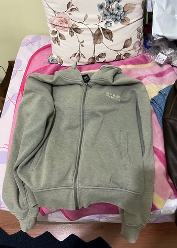 Zara Kadın Gri Fermuarlı Sweatshirt - Görsel 2