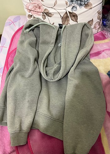 Zara Kadın Gri Fermuarlı Sweatshirt - Görsel 3