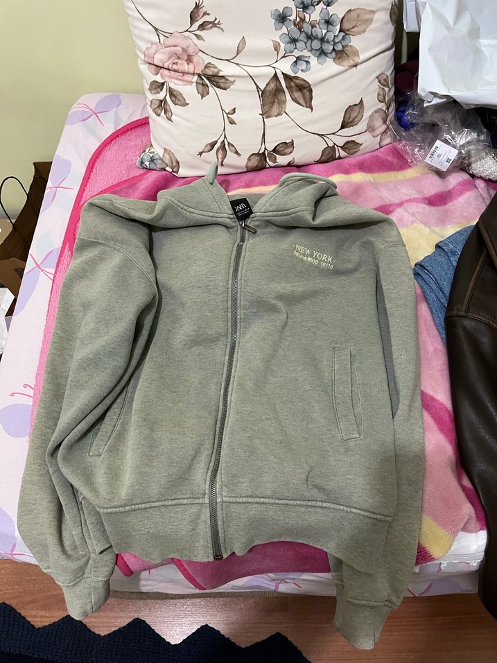 Zara Kadın Gri Fermuarlı Sweatshirt - Görsel 2