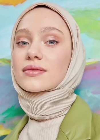 Fresh Scarfs Bej (Orijinal) Piliseli Eşarp - Görsel 2