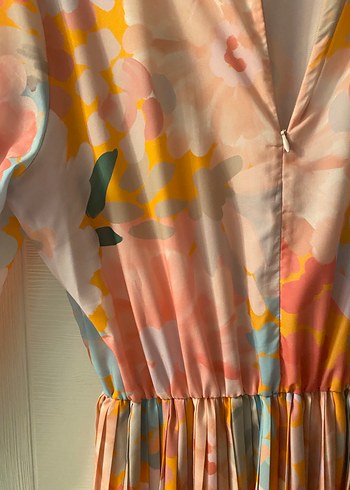 Trendyol Milla Pembe çok renkli Piliseli Uzun çiçekli Elbise - Görsel 8