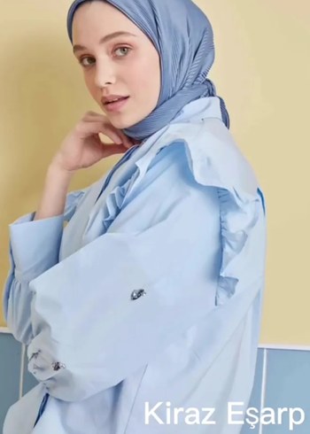 Fresh Scarfs (Orijinal) Mavi Piliseli Eşarp - Görsel 2