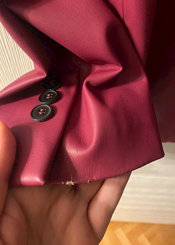 Bershka Blazer Pembe Ceket Kadın Suni Deri - Görsel 9