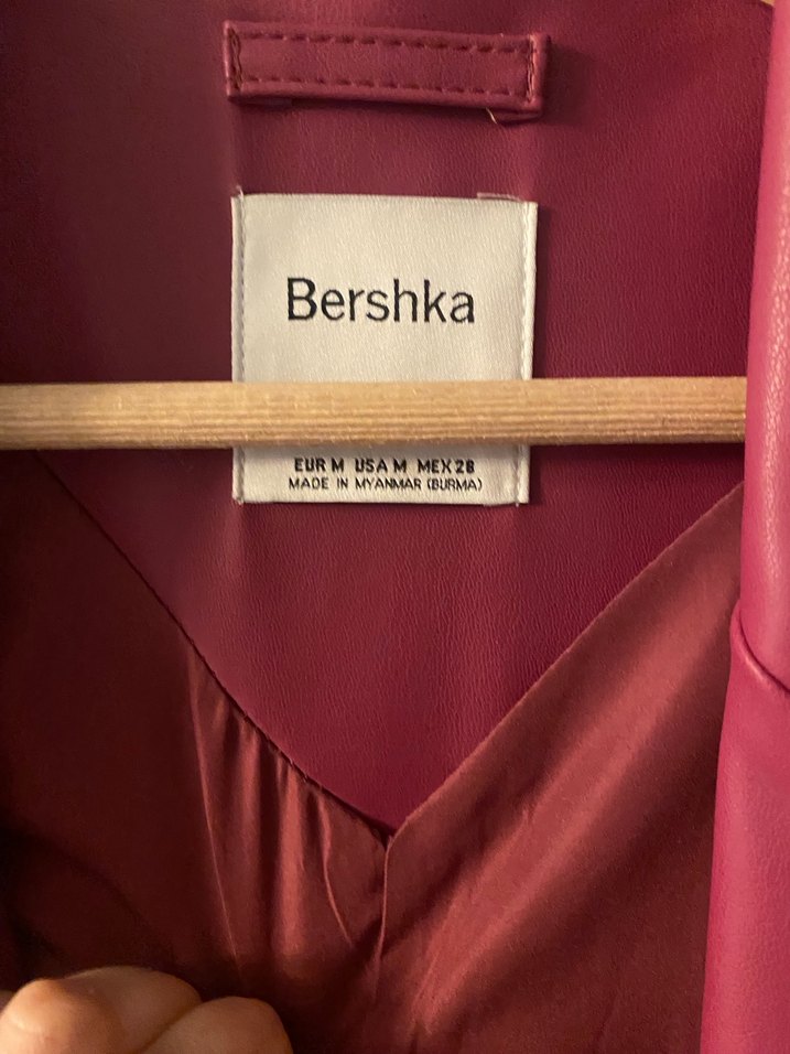 Bershka Blazer Pembe Ceket Kadın Suni Deri - Görsel 4