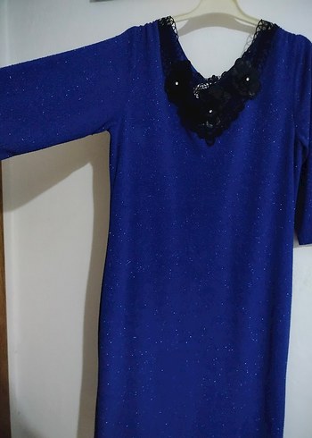 Kırmızı Nakışlı Uzun Kollu Hamile Abiye Elbise - Görsel 4