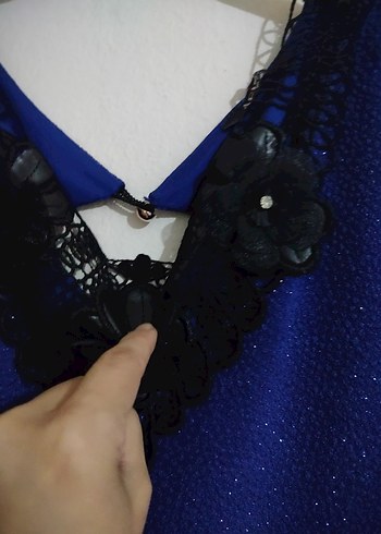 Kırmızı Nakışlı Uzun Kollu Hamile Abiye Elbise - Görsel 2