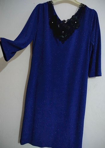 Kırmızı Nakışlı Uzun Kollu Hamile Abiye Elbise - Görsel 3