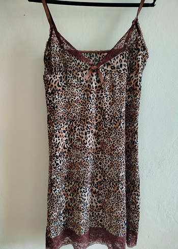 Kahverengi Yılan Desenli Mini Bohem Gecelik - Görsel 2