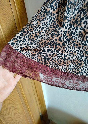 Kahverengi Yılan Desenli Mini Bohem Gecelik - Görsel 3