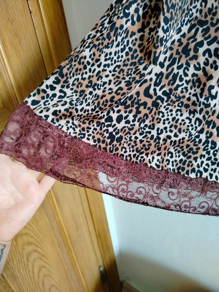 Kahverengi Yılan Desenli Mini Bohem Gecelik - Görsel 3