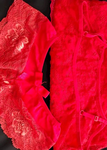 Kırmızı Siyah Dantel Gotik dantel üst ve seçenek All-time - Görsel 2