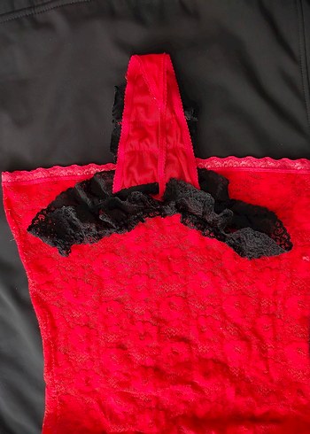 Kırmızı Siyah Dantel Gotik dantel üst ve seçenek All-time - Görsel 5