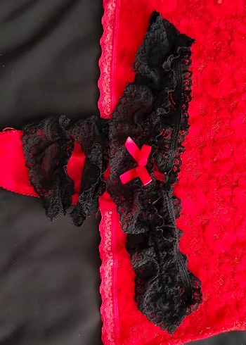 Kırmızı Siyah Dantel Gotik dantel üst ve seçenek All-time - Görsel 4