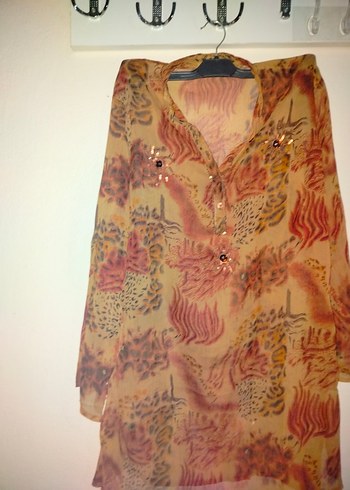 Uzun Kollu Bohem Bağlama Desenli Bluz - Görsel 2