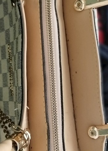 Bej Kare Desenli Deri Kadın Çanta - Görsel 6