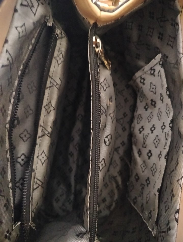 Bej Kare Desenli Deri Kadın Çanta - Görsel 4